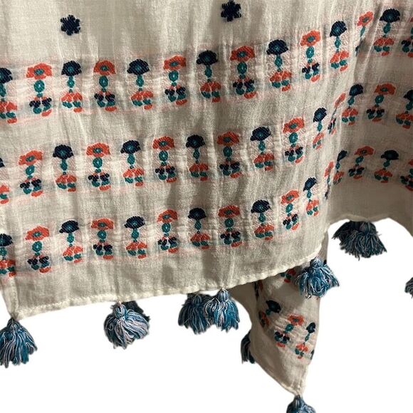 J. Crew Women's Embroidered Tassel Beach Poncho Cover Up Multicolor - Picture 5 of 13